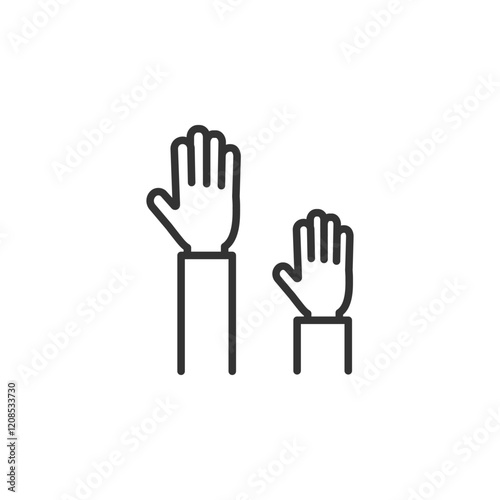 Minimalist line art of raised hand icons symbolizing volunteering and support