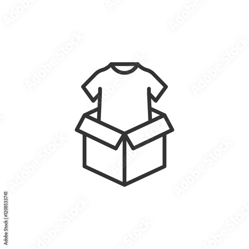 Opening surprise: unboxing a stylish shirt in minimal line art design