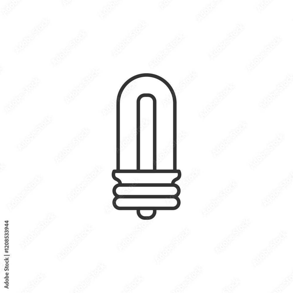 Minimalist led light bulb outline icon on white background