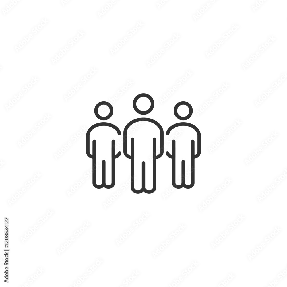 Minimalist icon of three people in line art style for social connection concepts Minimalist icon of three people in line art style for social connection concepts