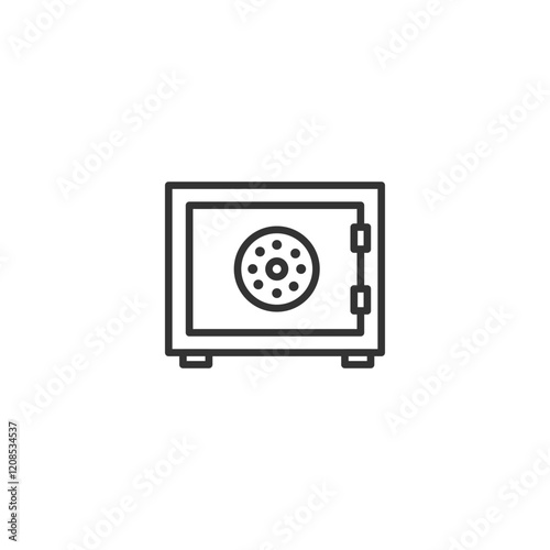 Secure vault line icon - safe storage and protection concept illustration