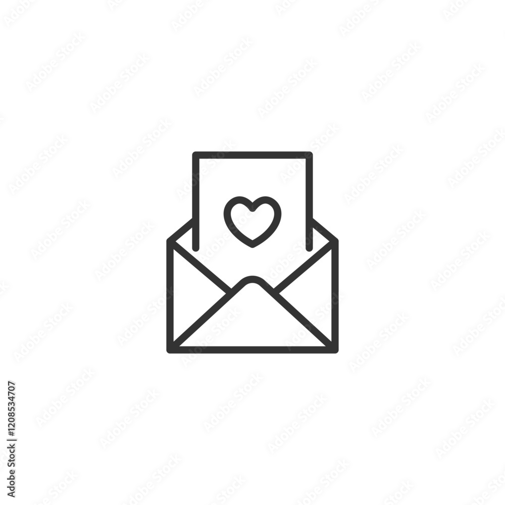 Minimalist heart icon on envelope symbolizing love and communication Minimalist heart icon on envelope symbolizing love and communication