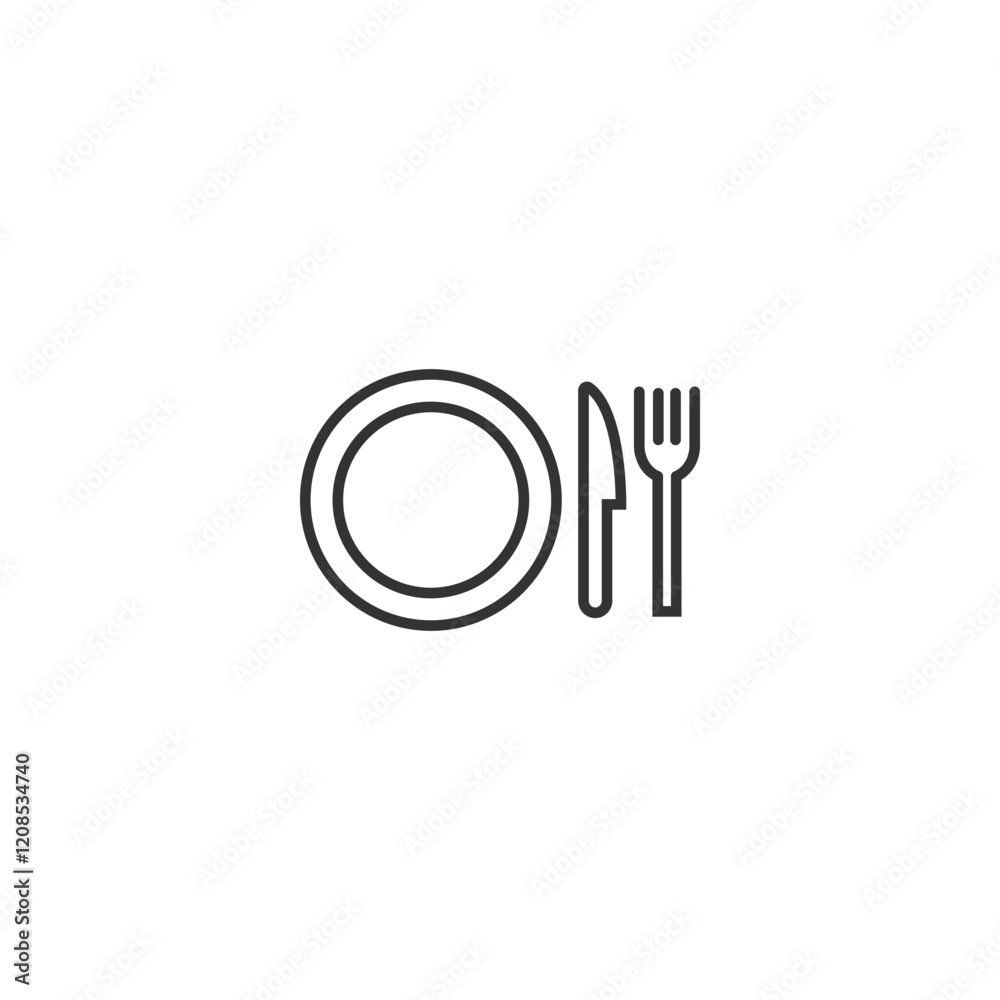 Minimalist plate with fork and knife icon for dining and culinary themes Minimalist plate with fork and knife icon for dining and culinary themes