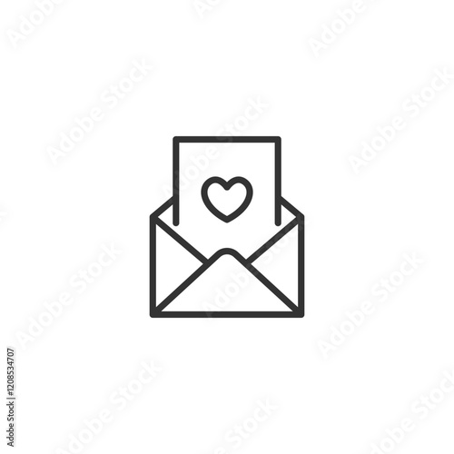 Minimalist heart icon on envelope symbolizing love and communication