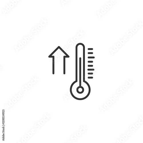 Rising temperature icon with upward arrow and thermometer design