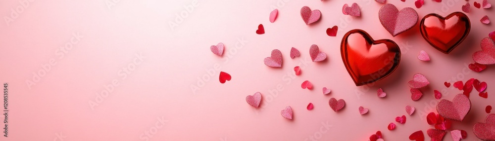 Valentine's Day Red and Pink Hearts Banner - Romantic Copy Space Valentine's Day Red and Pink Hearts Banner - Romantic Copy Space