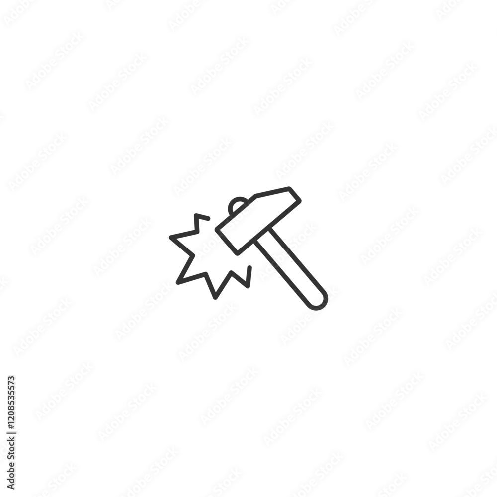 Minimalist hammer and star icon representing construction and achievement Minimalist hammer and star icon representing construction and achievement