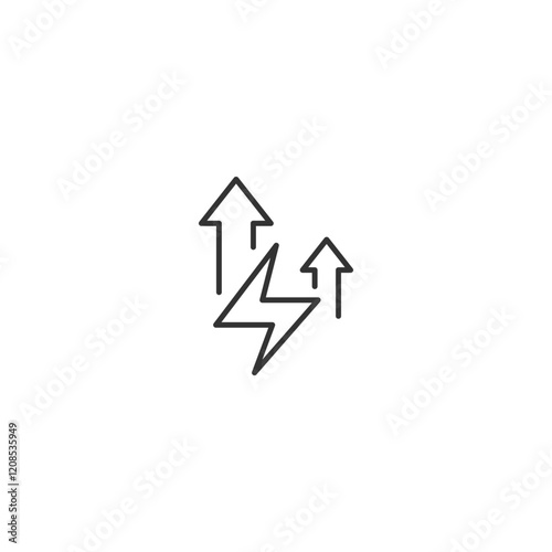 Energy efficiency and growth symbol with arrows and lightning bolt