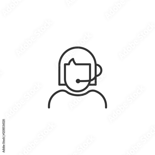 Simple outline icon of customer support representative with headset