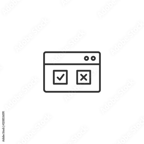 Minimalist web application interface icon with check and cross buttons photo