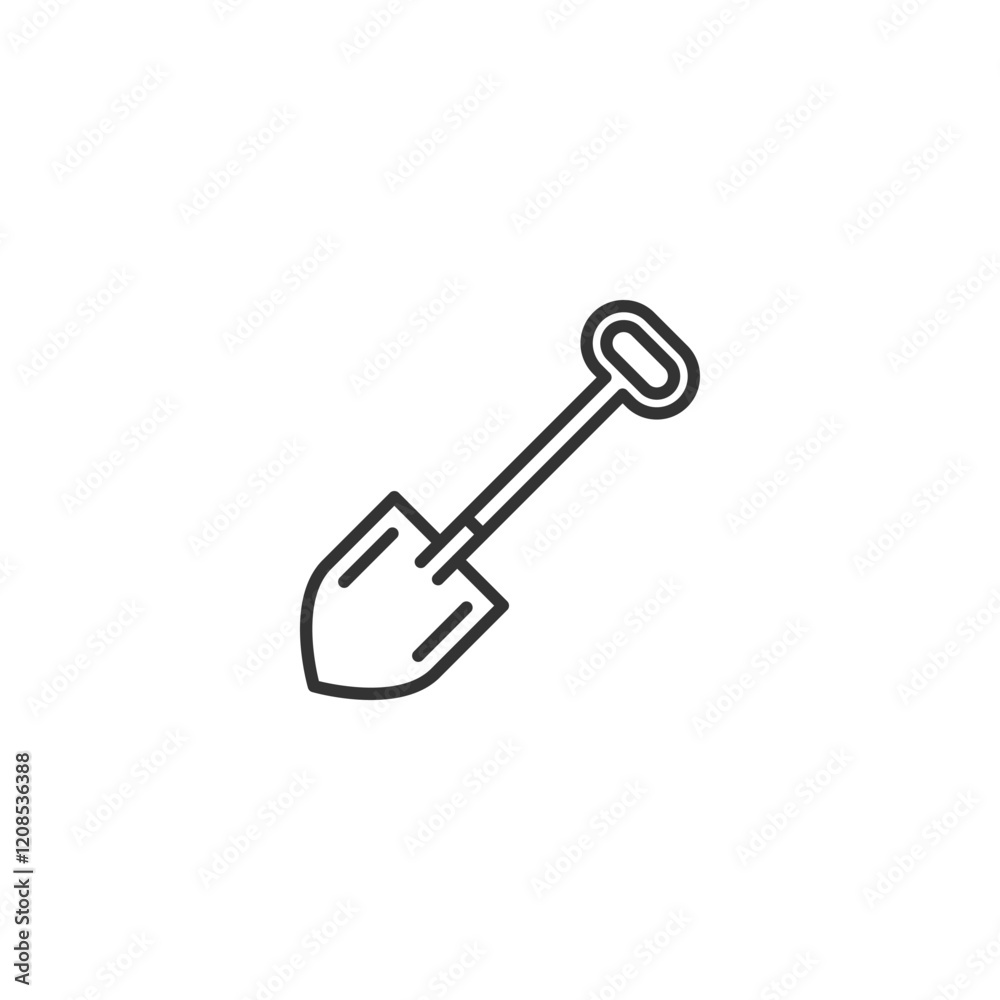 Minimalist line art spade icon for gardening and construction tools Minimalist line art spade icon for gardening and construction tools