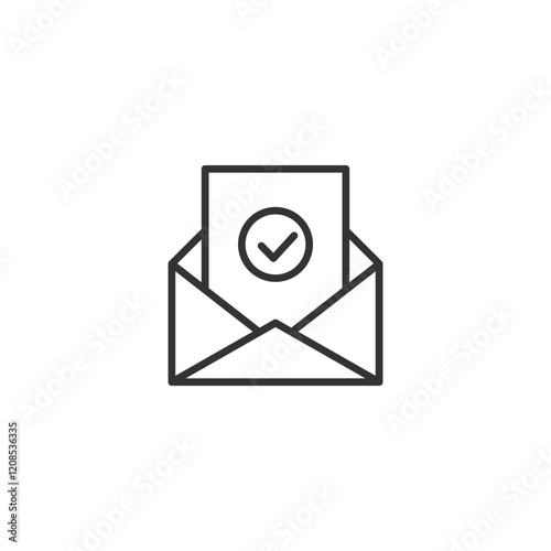 Minimalist envelope with check mark icon for email confirmation and approval