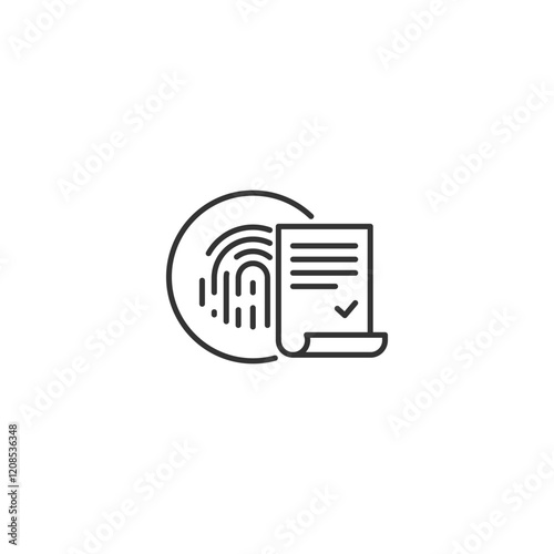 Digital fingerprint and document verification icon for secure authentication