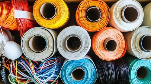 A clever organizational tip: repurpose empty toilet paper or towel rolls to sort and store cables efficiently photo