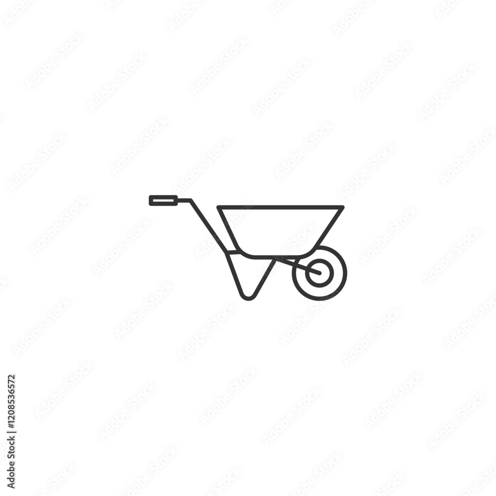Minimalist wheelbarrow icon for gardening and construction themes Minimalist wheelbarrow icon for gardening and construction themes
