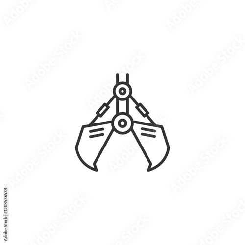 Sleek industrial claw machine icon - modern outline design
