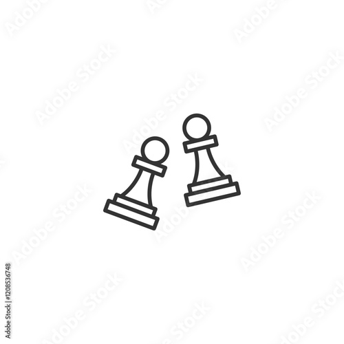 Minimalist chess pawns icon on white background