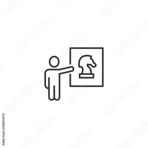 Person presenting chess strategy to audience