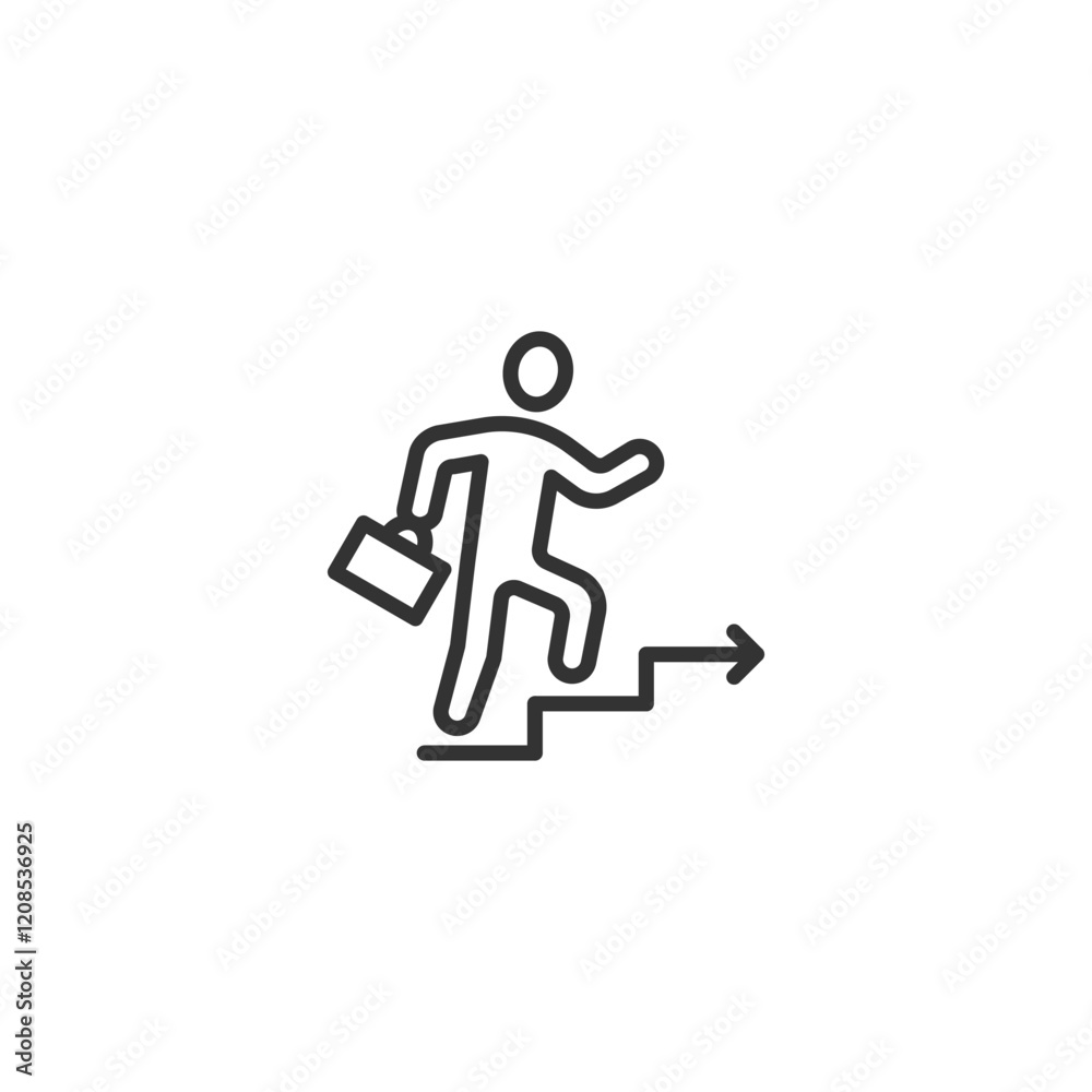 Fototapeta premium Business growth icon: person climbing stairs with briefcase