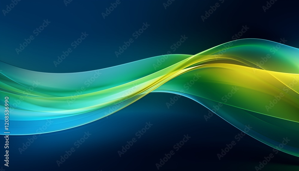 Fototapeta premium abstract blue wave background, green, yellow