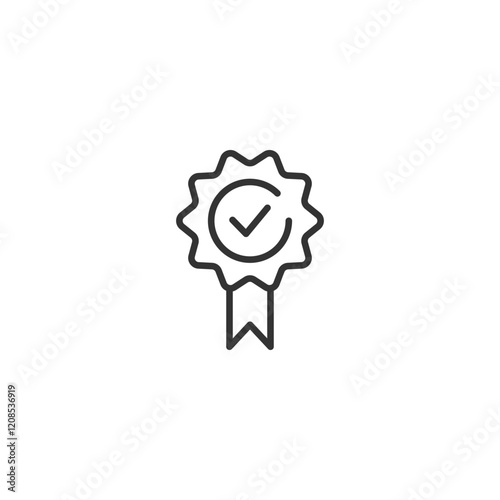 Minimalist badge icon with checkmark for quality assurance and certification design