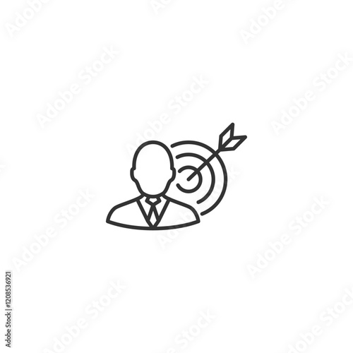 Business targeting icon with person silhouette and arrow symbol