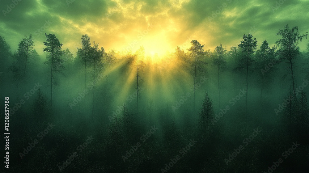 Mist rises from the forest floor at dawn, creating an air of mystery and renewal, with a soft blurred background offering space for contemplation or artistic expression
Mist rises from the forest floor at dawn, creating an air of mystery and renewal, with a soft blurred background offering space for contemplation or artistic expression