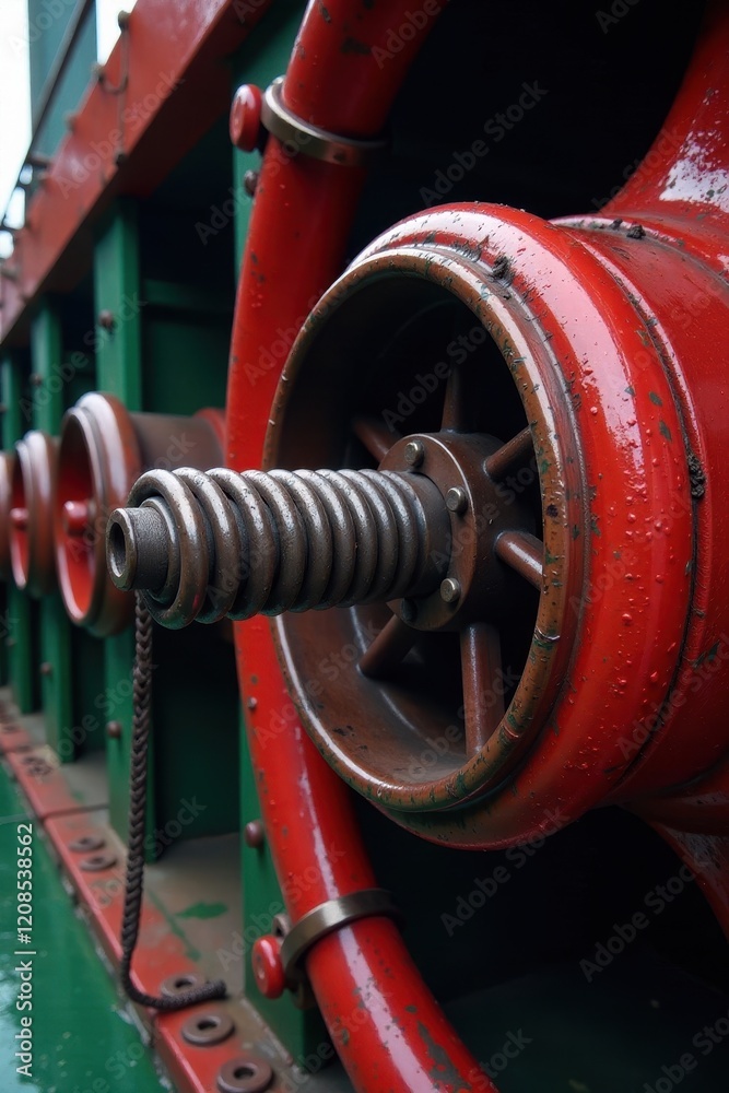 Iron wires coiled in a ship's propeller shaft, vessel, engine, propeller Iron wires coiled in a ship's propeller shaft, vessel, engine, propeller