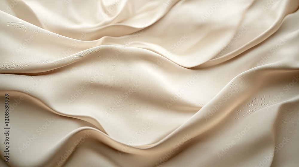 Fototapeta premium Elegant draped beige fabric texture with soft folds and waves