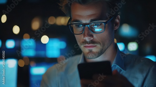 Male trader investor broker crypto analyst holding smartphone in hand analyzing stock market trading charts indexes data checking price using mobile stockmarket exchange app, over shoulder view.