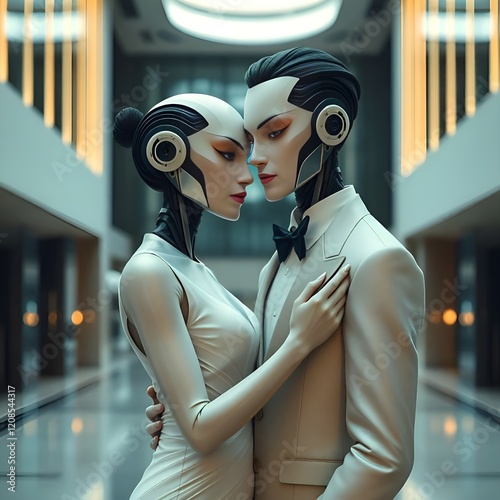 robot couple and robot love photo