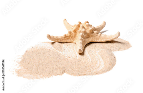 Starfish and sea sand on wh...