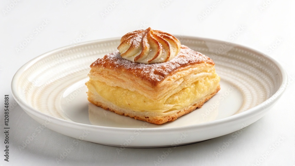 Delicious Pastry with Cream Filling and Coffee Delicious Pastry with Cream Filling and Coffee