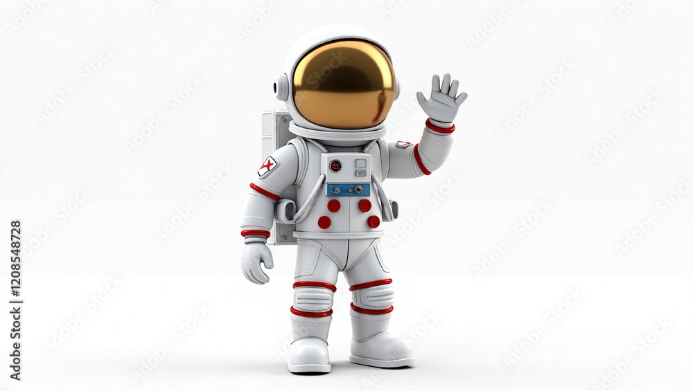 Friendly Astronaut Waving Greeting Space Exploration