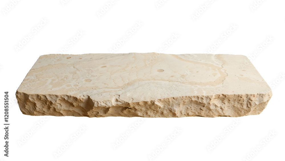 A rectangular beige stone slab with a textured surface, ideal for architectural or natural designs isolated on white background. Generative AI A rectangular beige stone slab with a textured surface, ideal for architectural or natural designs isolated on white background. Generative AI