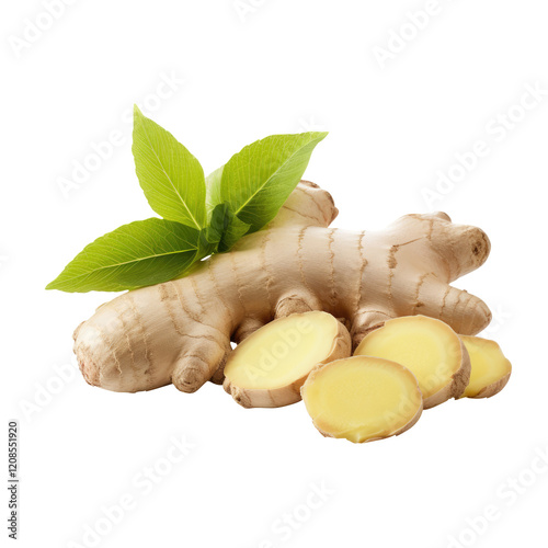 ginger root isolated on transparent white background, clipping path	