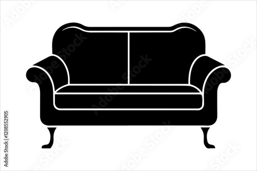 Sofa silhouettes set, couch pack of vector silhouette design, isolated background.