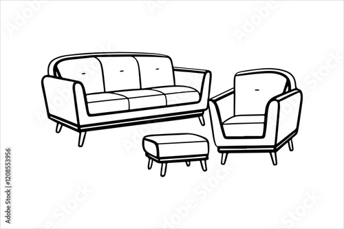 Sofa silhouettes set, couch pack of vector silhouette design, isolated background.