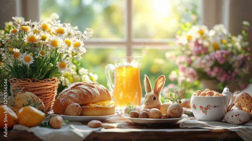 custom made wallpaper toronto digitalTraditional easter breakfast with spring flowers and festive decorations