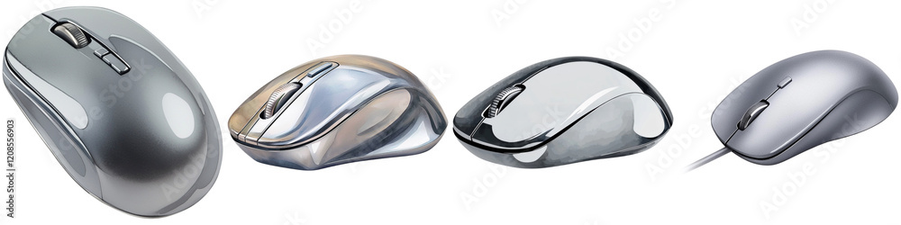 Wash workplace and reflective, A collection of computer mice showcasing various designs and finishes, highlighting their ergonomic shapes and functionalities. Wash workplace and reflective, A collection of computer mice showcasing various designs and finishes, highlighting their ergonomic shapes and functionalities.