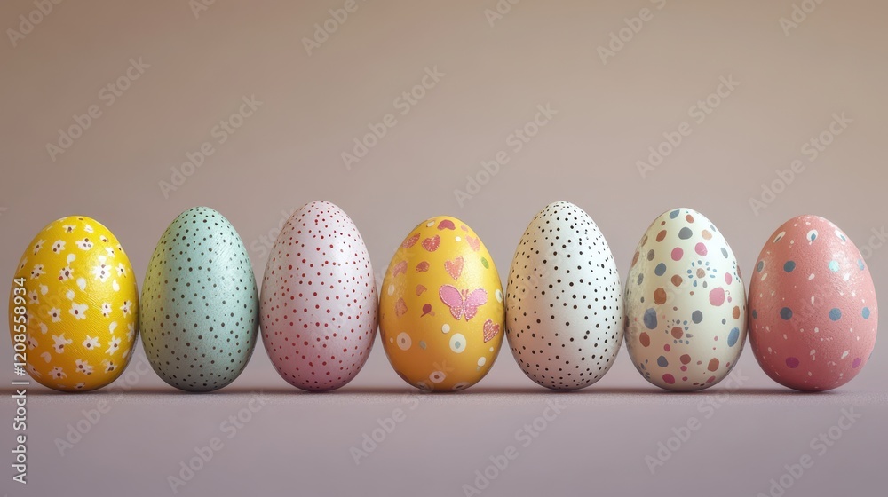 Obraz premium Colorful easter egg arrangement perfect for holiday decoration and festive design