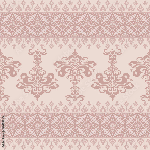  Vector damask seamless pattern with Ornamental Floral Motifs for Decor Design