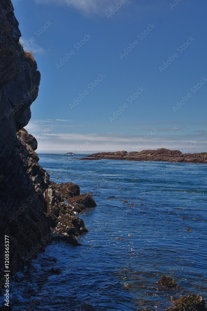 Shark Reef Sanctuary coastal ocean views Lopez Island, San Juan Islands summer 2024, Washington, United States.