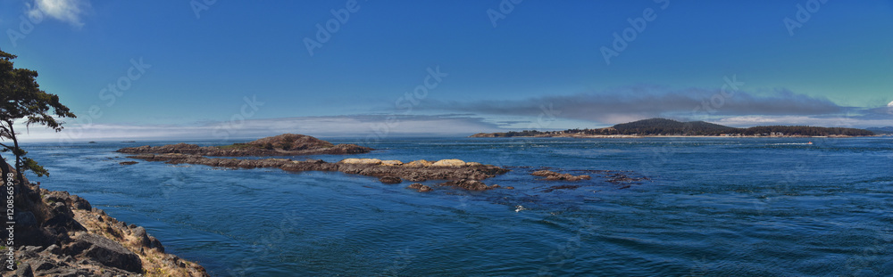 Shark Reef Sanctuary coastal ocean views Lopez Island, San Juan Islands summer 2024, Washington, United States.