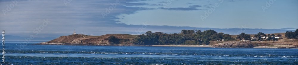 Shark Reef Sanctuary coastal ocean views Lopez Island, San Juan Islands summer 2024, Washington, United States.