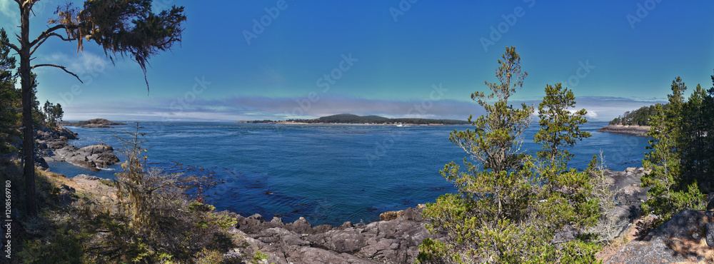 Shark Reef Sanctuary coastal ocean views Lopez Island, San Juan Islands summer 2024, Washington, United States.