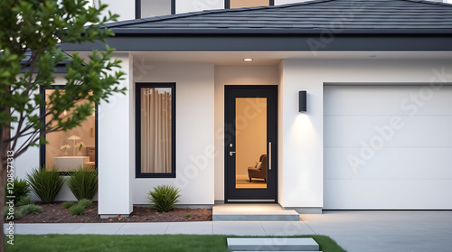 Modern House Exterior: Contemporary Home Design and Architecture.Luxury Real Estate Property with Stunning Facade and Landscaping