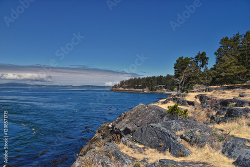 Obraz na płótnie Shark Reef Sanctuary coastal ocean views Lopez Island, San Juan Islands summer 2024, Washington, United States. w salonie