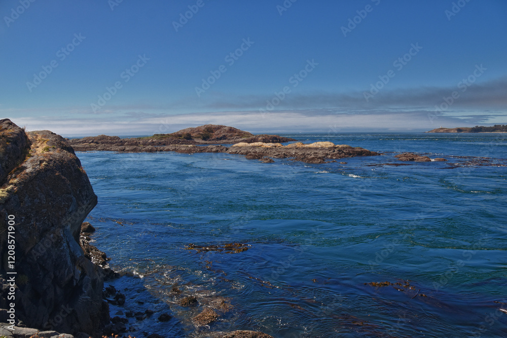 Shark Reef Sanctuary coastal ocean views Lopez Island, San Juan Islands summer 2024, Washington, United States.