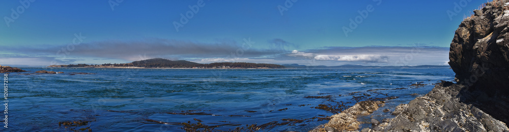 Shark Reef Sanctuary coastal ocean views Lopez Island, San Juan Islands summer 2024, Washington, United States.